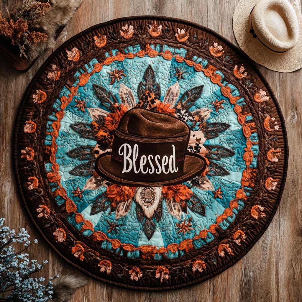 Cowboy Homestead WN2005048CL Quilted Round Mat