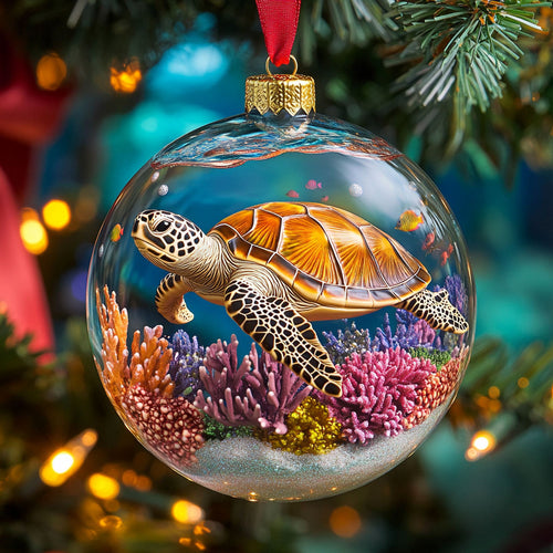 Coral Turtle Globe CW2511009CL Christmas Ornament