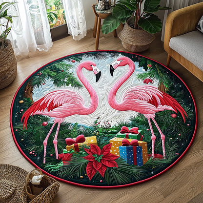 Christmas Flamingo QA0412036CL Quilted Round Mat