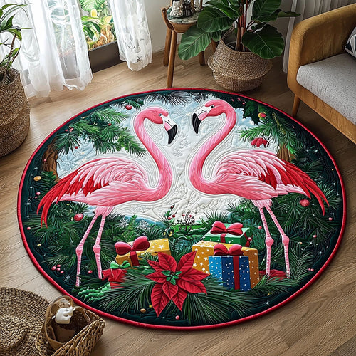 Christmas Flamingo QA0412036CL Quilted Round Mat