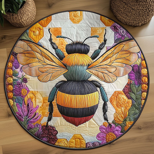 Flower Golden Hive WJ2805026CL Quilted Round Mat