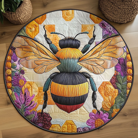 Flower Golden Hive WJ2805026CL Quilted Round Mat