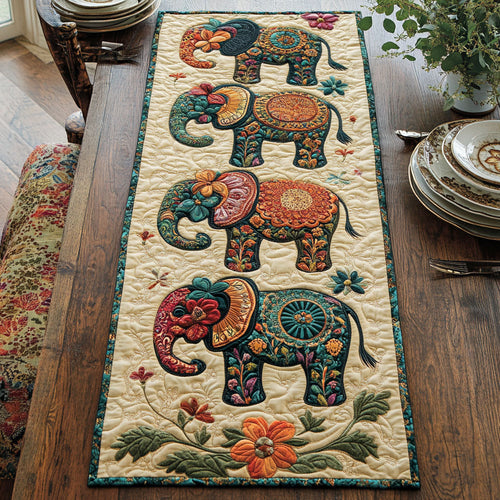 Ornate Elephant WJ0807031CL Quilted Table Runner