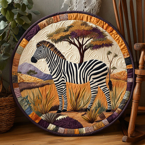 African Savannah Zebra WJ2104029CL Quilted Round Mat