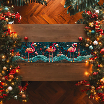 Flamingo Candy Cane WN1107014CL Quilted Table Runner