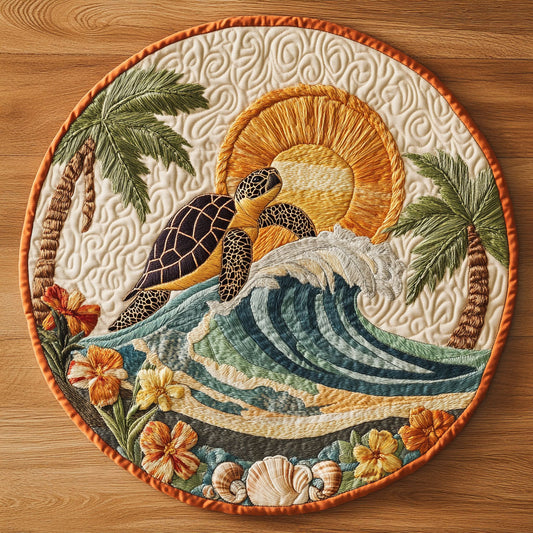 Turtle Bloom WN3105053CL Quilted Round Mat