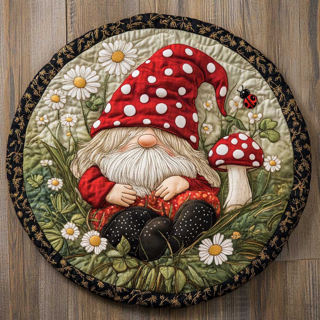 Toadstool Gnome WN2105058CL Quilted Round Mat