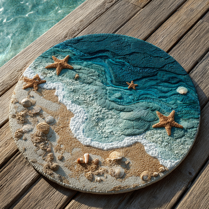 Coastal Seashell XR2801001CL Quilted Round Mat