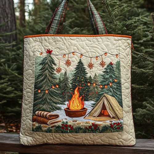 Winter Fire Camping WN2310064CL Quilted Tote Bag