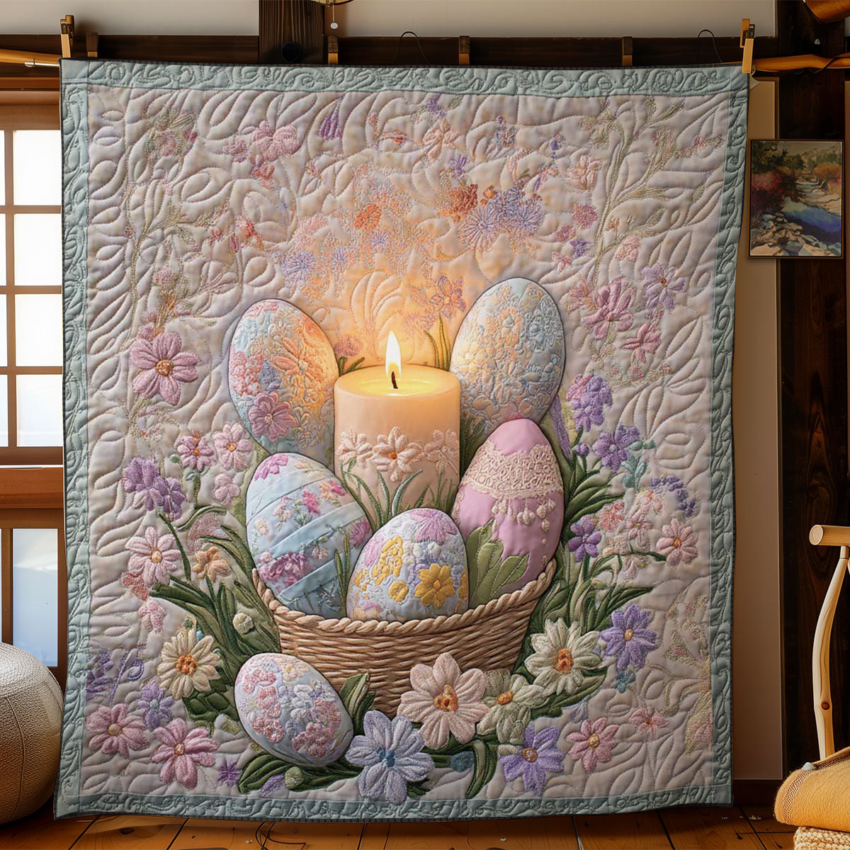 Floral Easter Egg WN0403068CL Quilt