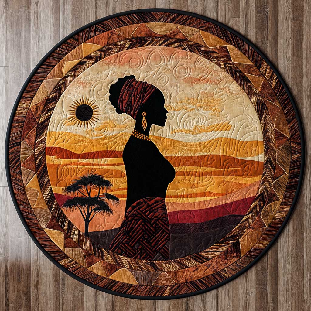 African Queen WN2504004CL Quilted Round Mat