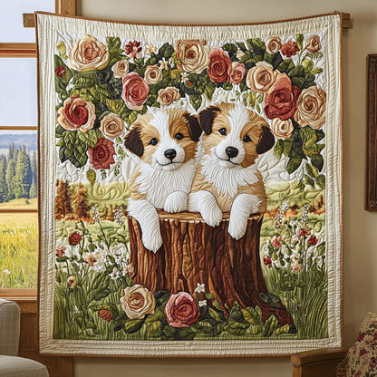 Dogs In Rose Garden QA0801010CL Quilt