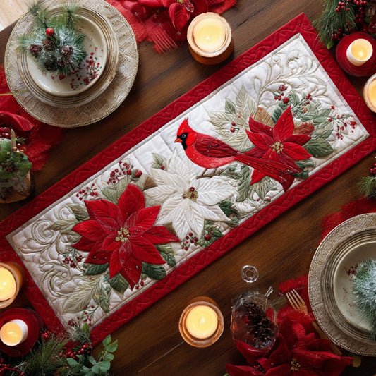 Poinsettia Night XR0410034CL Quilted Table Runner