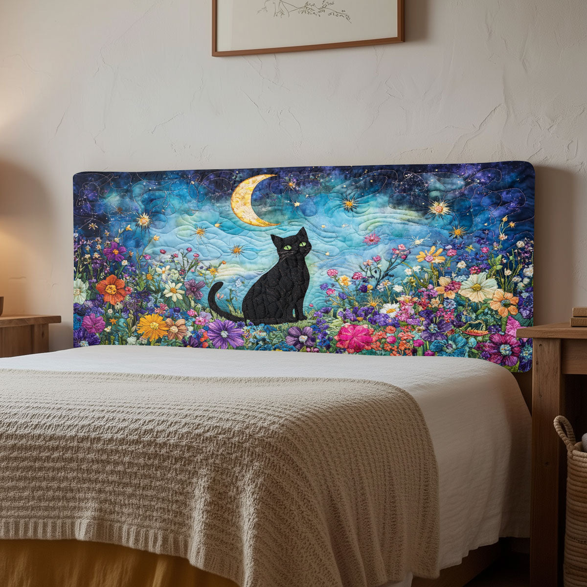 Celestial Garden Cat CW2212011CL Quilted Headboard Slipcover