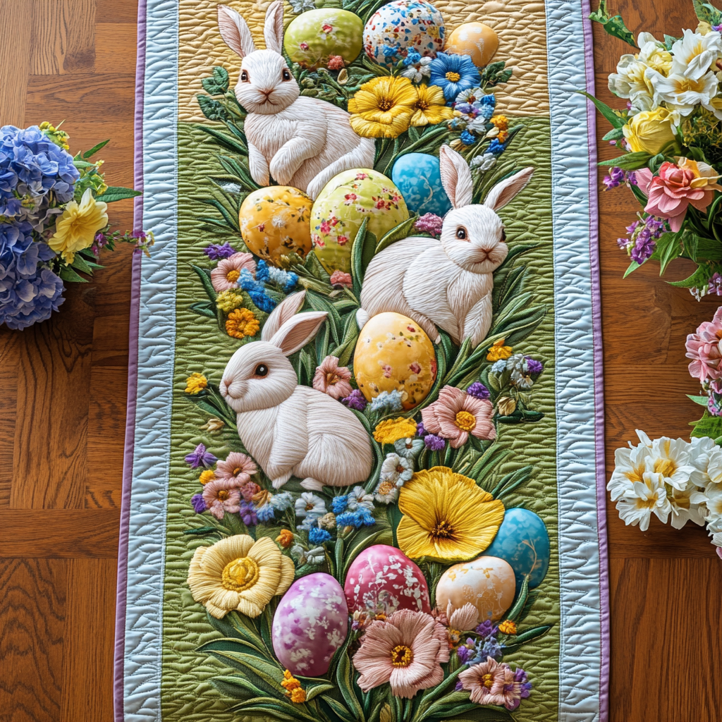 Charming Bunny XR1201027CL Quilted Table Runner
