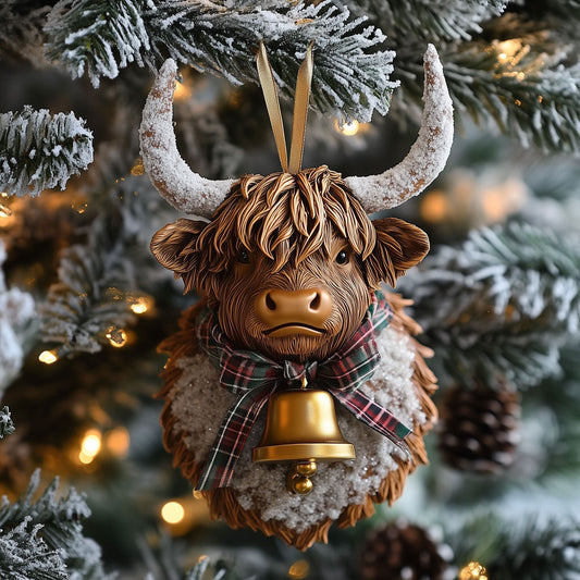 Highland Cow With Bell LT2310017CL Christmas Ornament
