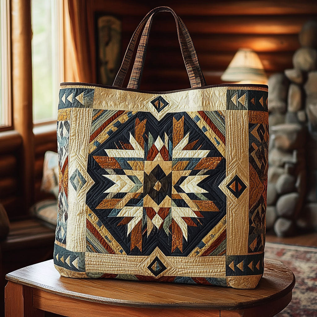 Native American Geometric Pattern KL2711032CL Quilted Tote Bag