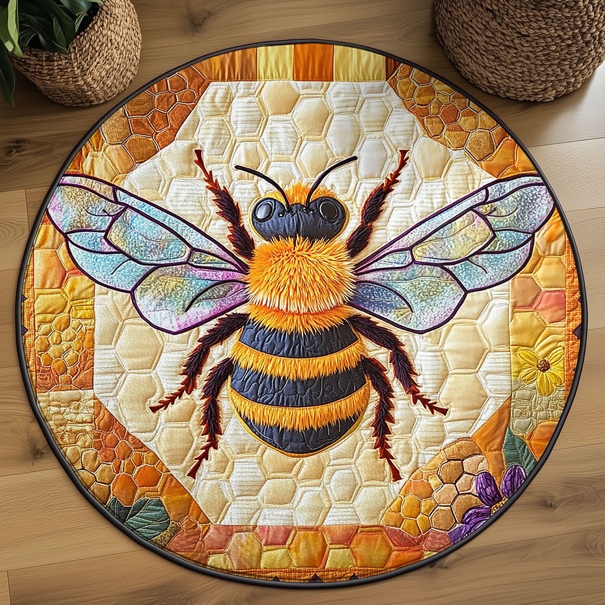 Sweet Honey Bee WJ0606059CL Quilted Round Mat