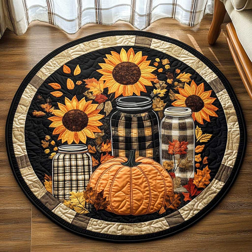 Rustic Sunflower WN1403033CL Quilted Round Mat