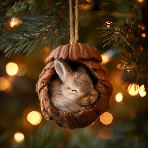 Rabbit Christmas Retreat WN2411063CL Christmas Ornament