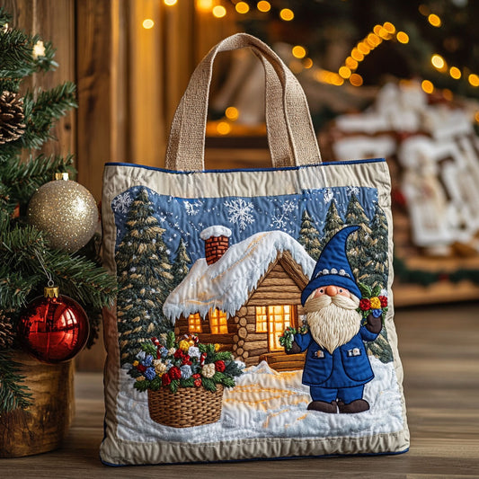 Snow Cabin Gnome WN1710098CL Quilted Tote Bag