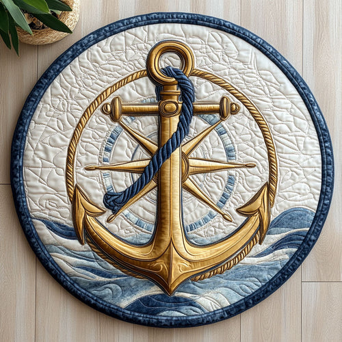 Nautical Anchor CW0707035CL Quilted Round Mat
