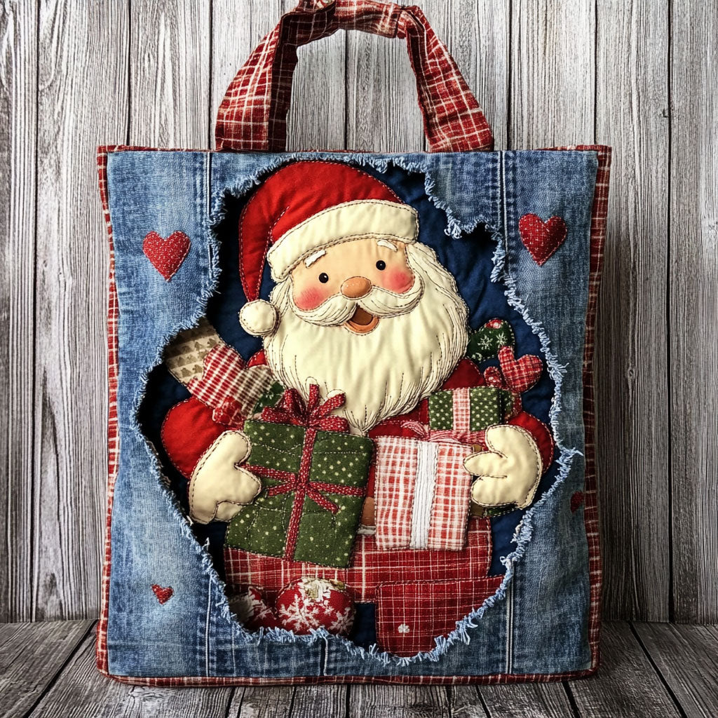 Folk Art Santa WN0801035CL Quilted Tote Bag