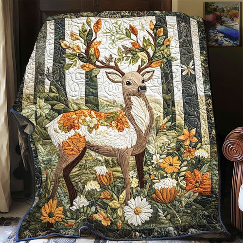 Floral Deer WP2001006CL Quilt