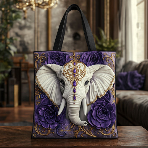 Violet Elephant KL0912024CL Quilted Tote Bag