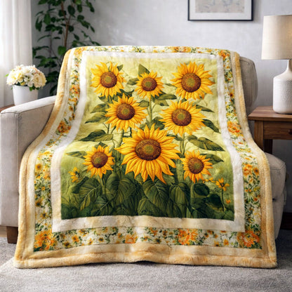 Golden Sunflowers CP1601002CL Faux Fur Throw Blanket