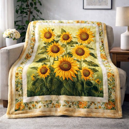 Golden Sunflowers CP1601002CL Faux Fur Throw Blanket