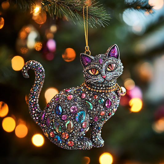 Cat Gem Bloom WN0812015CL Christmas Ornament