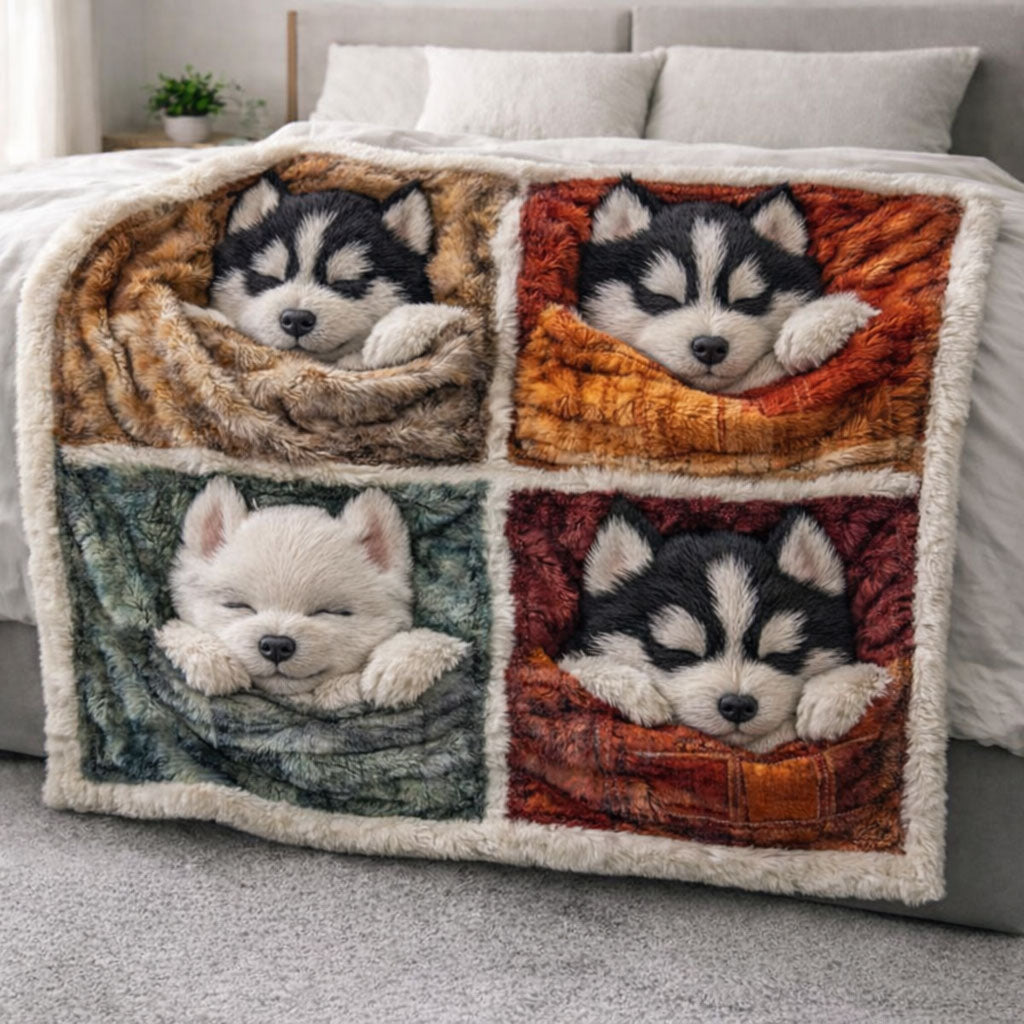 Huskies Cuddle CP2801007CL Faux Fur Throw Blanket
