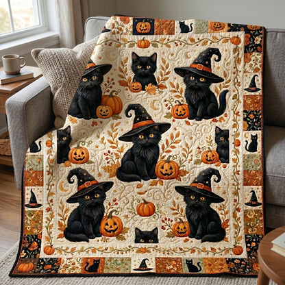 Witchy Pumpkin Kittens WN0705032CL Quilt