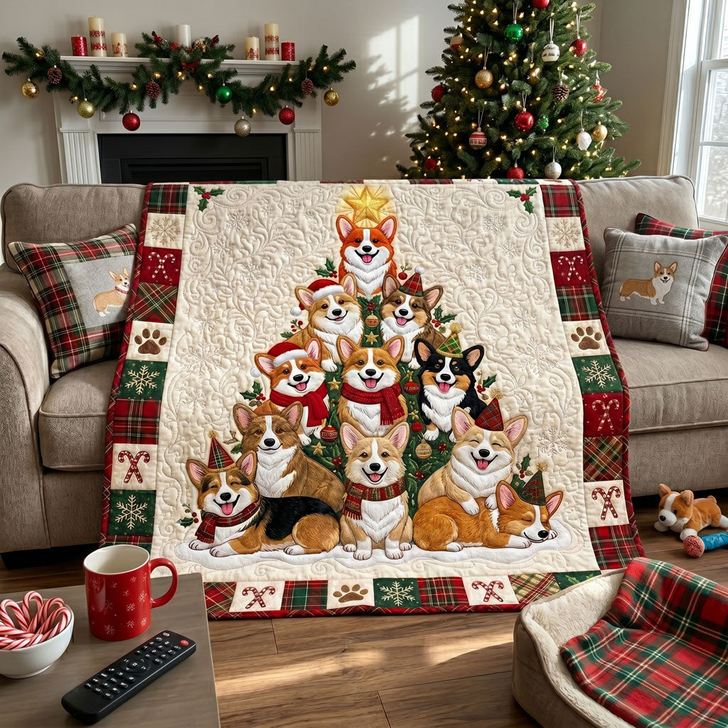 Holiday Corgi Tree WN1506010CL Quilt