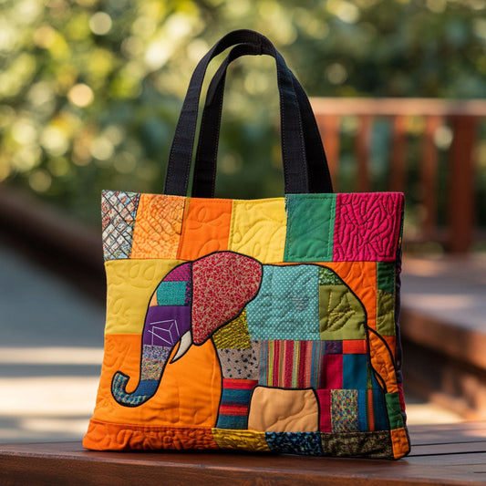 Joyful Elephant Pattern WN0910044CL Quilted Tote Bag