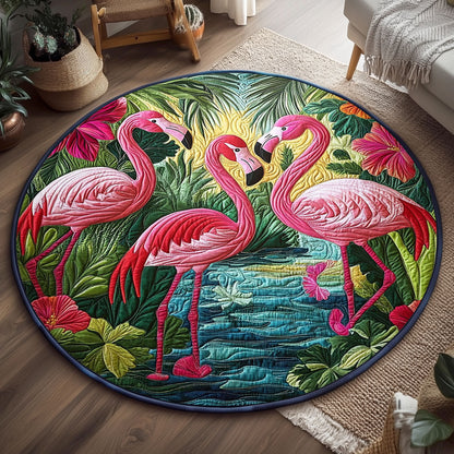 Tropical Flamingo WJ0804032CL Quilted Round Mat