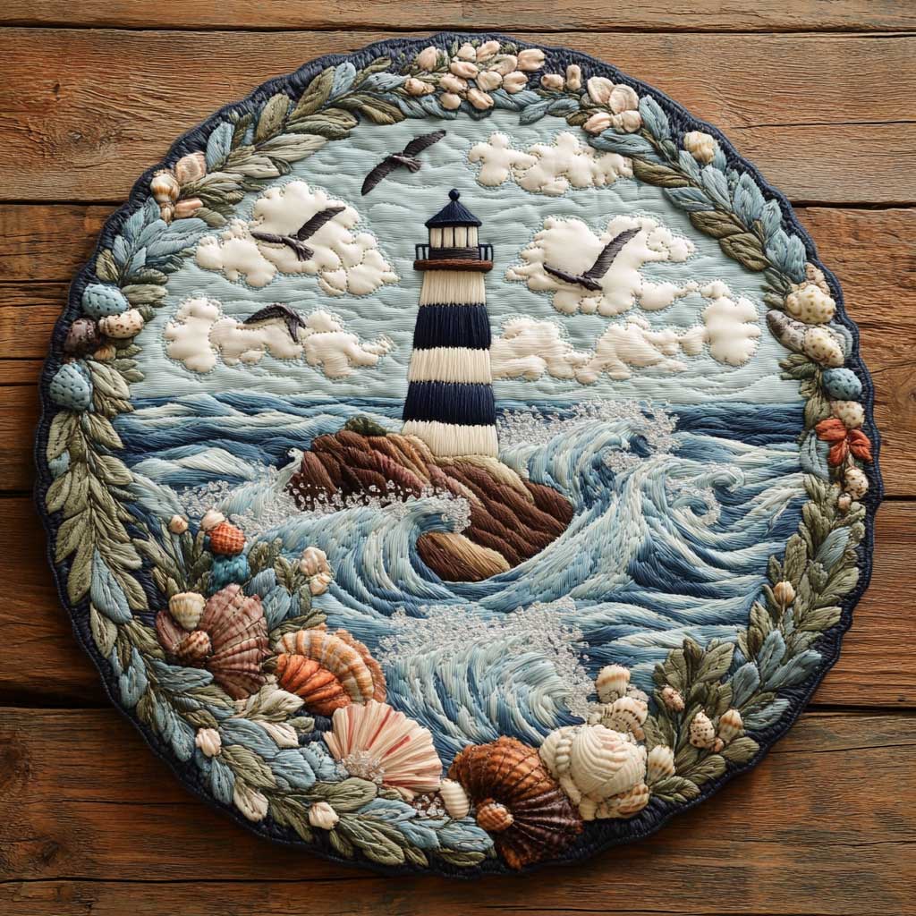 Guiding Lighthouse WN2403045CL Quilted Round Mat