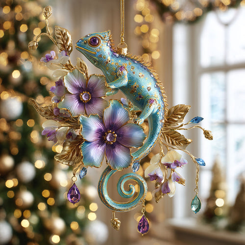 Floral Lizard Glow CW0912017CL Christmas Ornament