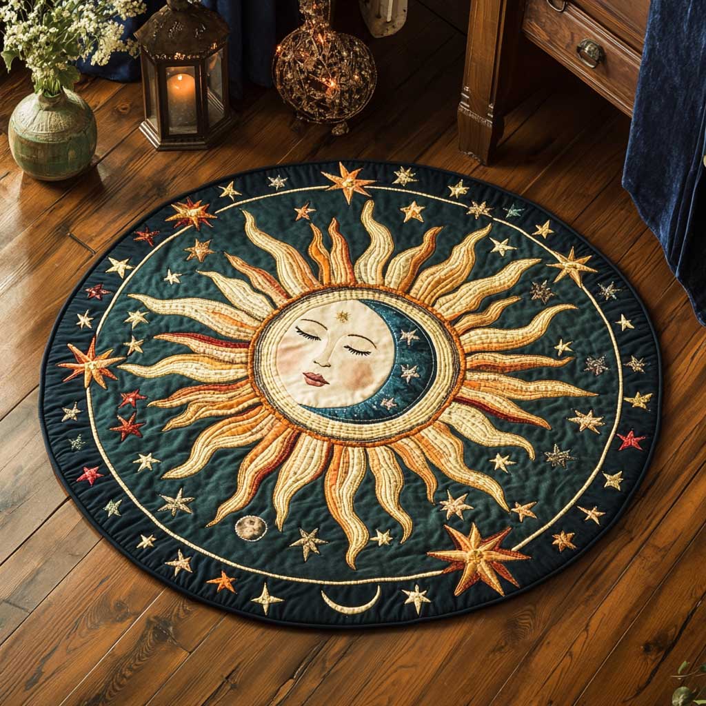 Boho Moon Magic WN0504010CL Quilted Round Mat