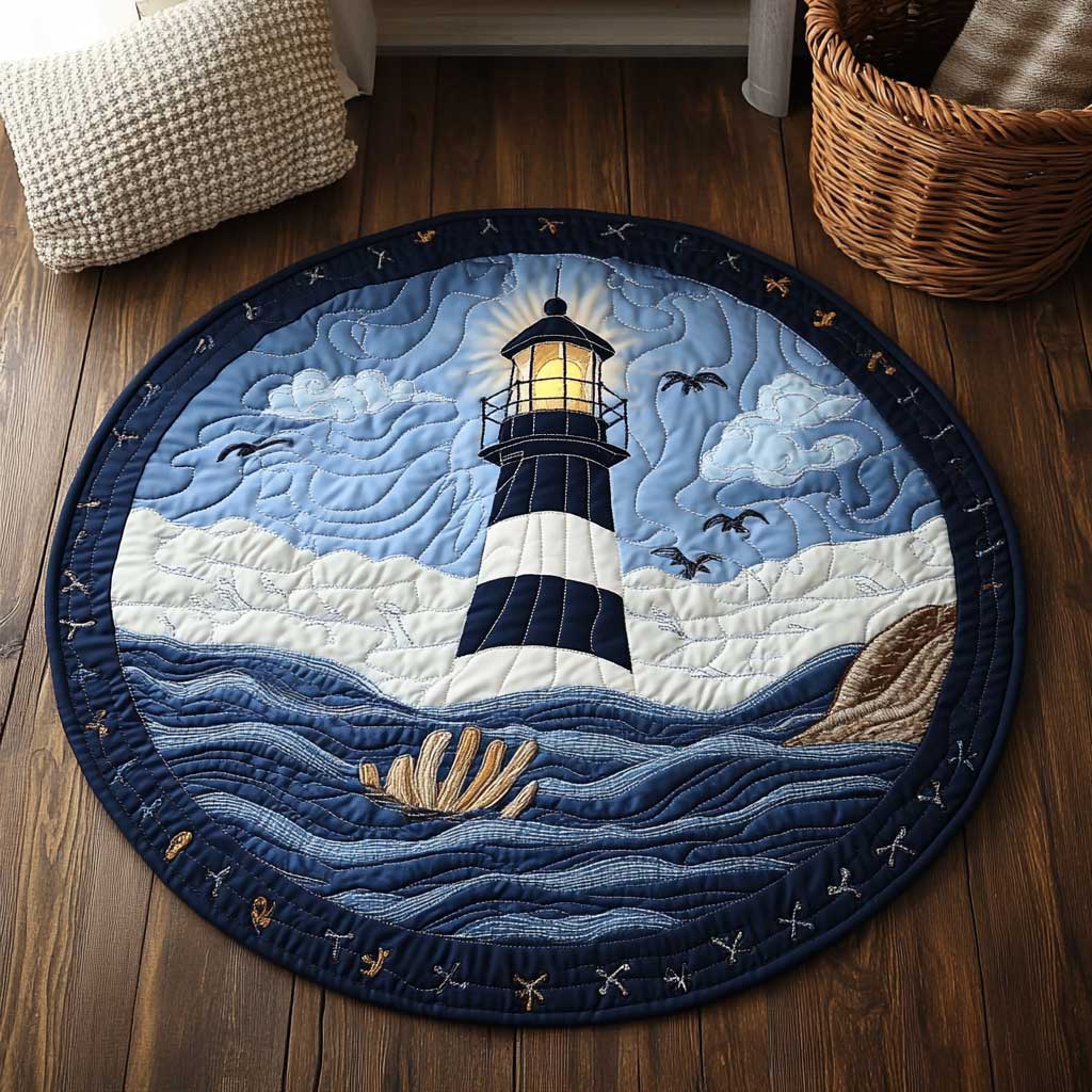 Twilight Lighthouse WN2103065CL Quilted Round Mat