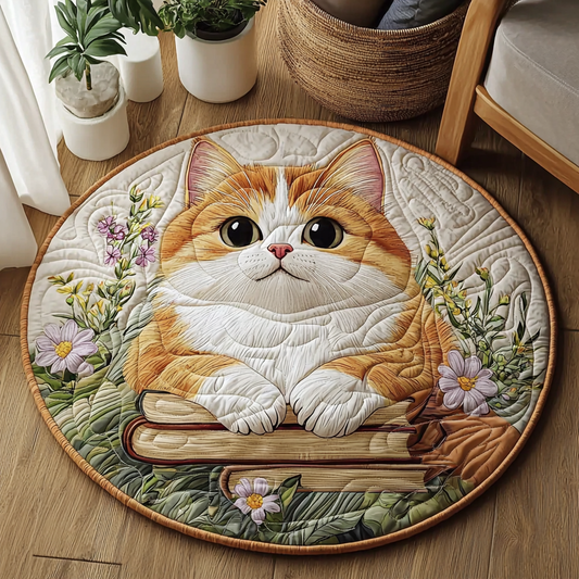 Wise Ginger Cat QA0901010CL Quilted Round Mat