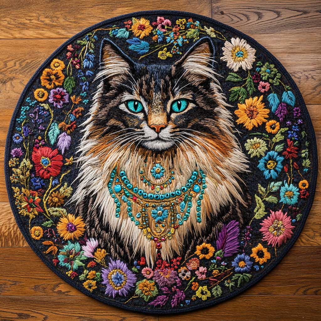 Vintage Cat WN1005108CL Quilted Round Mat