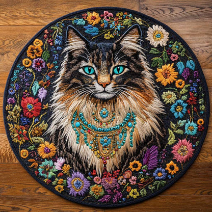 Vintage Cat WN1005108CL Quilted Round Mat