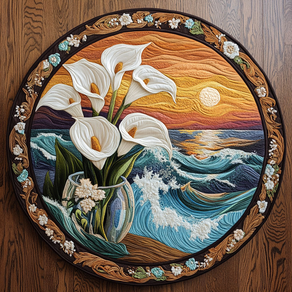 Calla Lily Stilllight WN1806018CL Quilted Round Mat