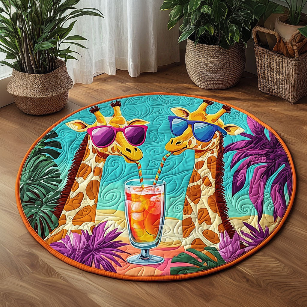 Fancy Tropical Giraffe QA0812009CL Quilted Round Mat