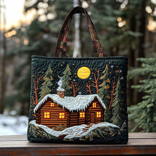 Frostlight Forest Cabin WN0110018CL Quilted Tote Bag