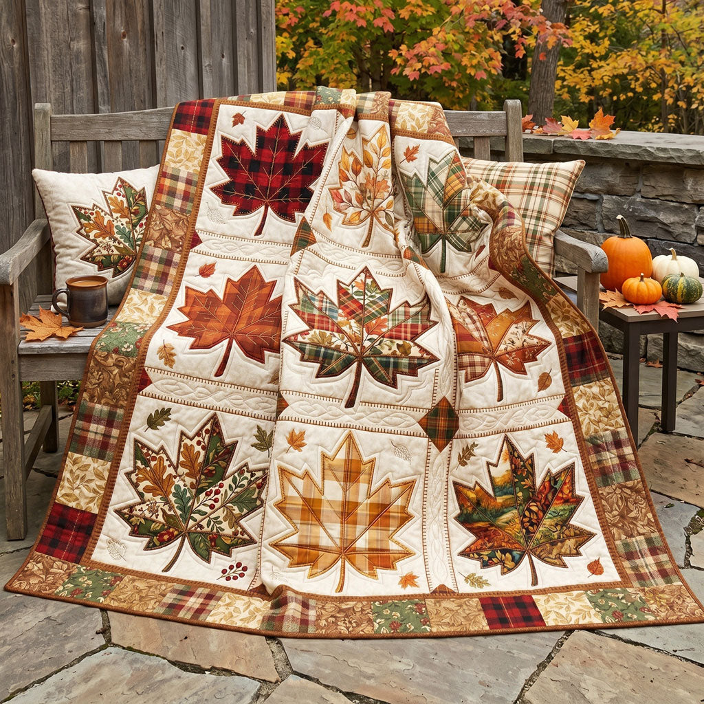 Autumn Patchwork Maple Leaves WN1806003CL Quilt