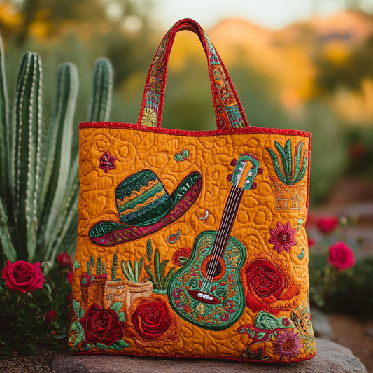 Marigold Guitar WN2010041CL Quilted Tote Bag