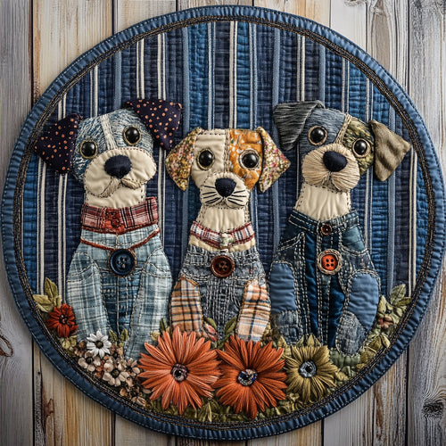 Dog Trio WN0207062CL Quilted Round Mat